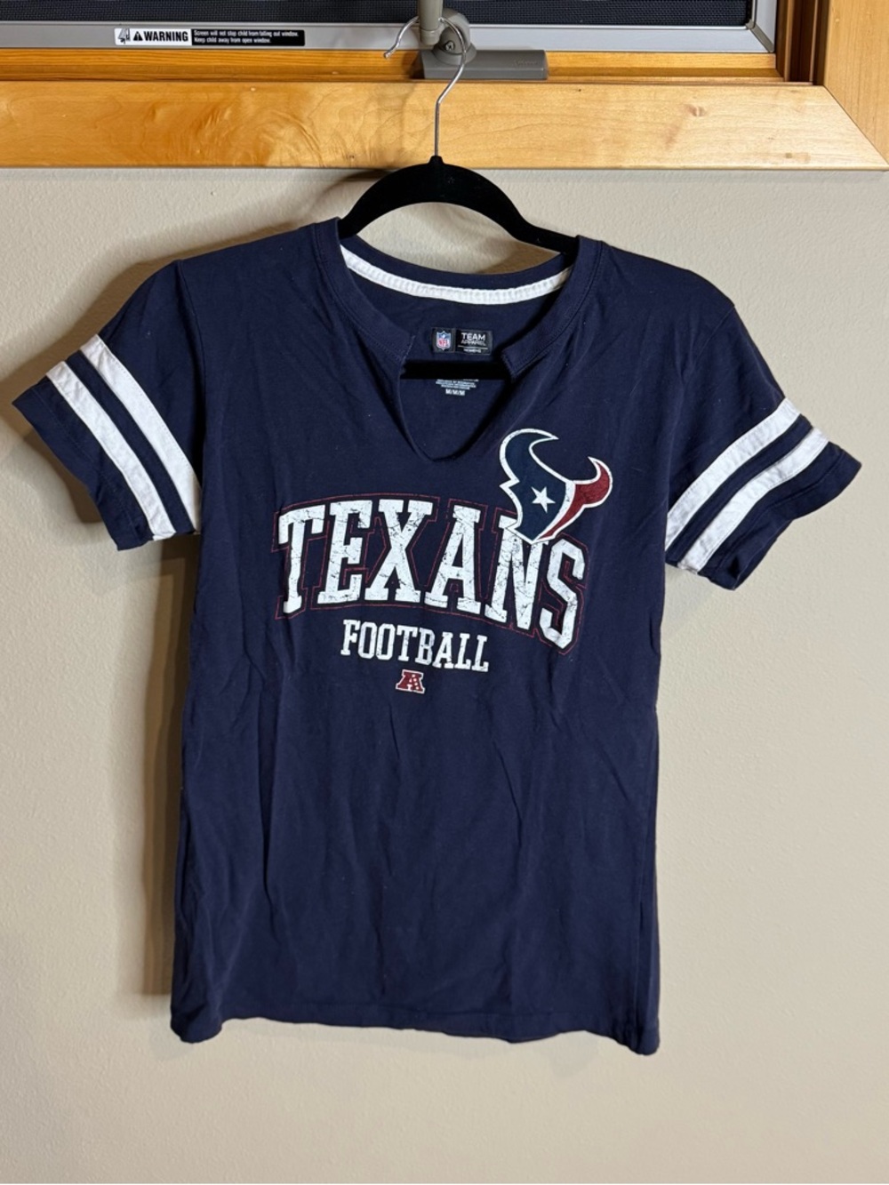 Texans Football Team Apparel Navy Women's Football Tee with White Trim